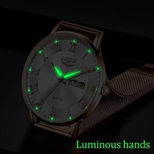 LIGE LG10049 Đồng hồ đeo tay nữ sang trọng màu vàng hồng Nhà máy thể thao chống nước Đồng hồ đeo tay nữ dây thép Đồng hồ Relogio Feminino có hộp - Product Image 4