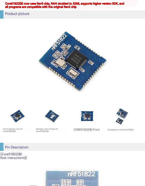 WaveShare BT 4.0 Development Board with NRF51822 Module 2.4G Small Size BLE 4.0 Module