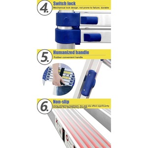 Échelle télescopique pliante en aluminium Deliladder avec stabilisateurs, capacité de 300 lb, échelle rétractable pour usage en entrepôt, bleue - Product Image 5