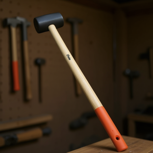 Maillet en caoutchouc Ttake de 16 pouces avec manche en bois et poignée orange pour la menuiserie et la métallurgie - Product Image 3
