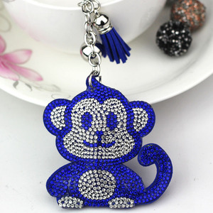 Kim cương khỉ keychain Bling Bling pha lê Rhinestone Mặt dây chuyền dệt kỹ thuật động vật vòng chì<span class=keywords><strong>a</strong></span> khó<span class=keywords><strong>a</strong></span> lợn mô hình quyến rũ Bling Keychain - Product Image 3