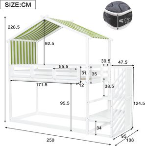 Lit superposé avec petite bibliothèque <span class=keywords><strong>d</strong></span>'<span class=keywords><strong>angle</strong></span>, escalier, lit pour enfants, auvent <span class=keywords><strong>d</strong></span>écoratif, durable, confortable, en bois de pin, lit pour enfants - Product Image 6