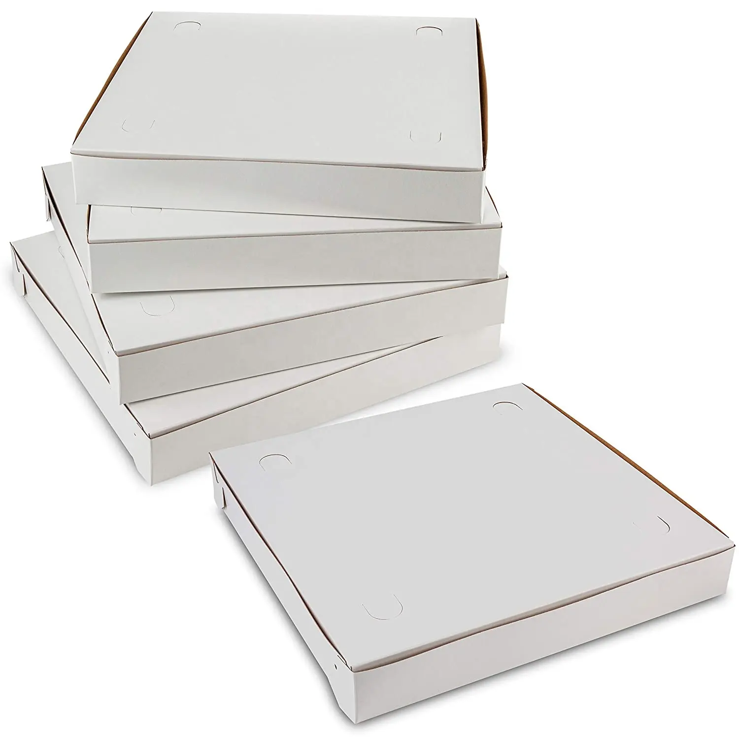 Kilit köşe kil kaplı ince beyaz Pizza kutusu yeniden kullanılabilir Pizza karton özel baskılı oluklu kağıt ambalaj ucuz Pizza kutusu
