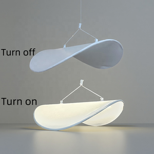 Weiduo handmade lụa vải đèn đèn chùm thanh lịch hình bầu dục Mặt dây chuyền đèn cho phòng khách trang trí Sabi wabi hiệu ứng ánh sáng - Product Image 3