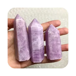 High Quality spiritual Gemstone Natural Tower Crystal Kunzite polished Point purple rock Point gift For souvenir