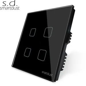 SmartdustUK強化ガラスパネル4ギャング1ウェイライトタッチスイッチスマートホームシステムWIFI TuyaDomoticaスイッチ