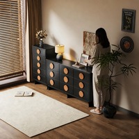 Commode moderne en contreplaqué noir écologique à 9 tiroirs pour chambre à coucher, meuble de rangement de style nordique pour salon
