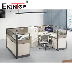 Ekintop 2人現代立方体ワークステーション木製オフィスデスクランプパーティション