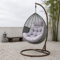 Fauteuil suspendu œuf en rotin PE et fer forgé, mobilier d'extérieur en osier, directement de l'usine, pour cour et balcon
