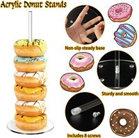 Support de beignet en acrylique à base ronde transparente personnalisé, présentoir de beignets en acrylique moderne et durable pour fête d'anniversaire et de vacances