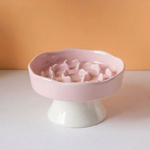<b>Ceramic</b> Cute Slow Eating Anti-Choking Waterproof Durable Cat & <b>Dog</b> Pet Food Bowl with Anti-Skid Base and Neck Protection - Product Image 3