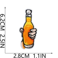 Patchs thermocollants faits main pour amateurs de bière jaune, motifs amusants de tasses et bouteilles de bière artisanale, appliques brodées pour vêtements, chapeaux et jeans