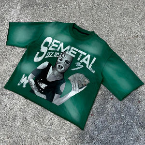 เสื้อยืดผ้าฝ้ายลายกราฟิกสำหรับสตรีทแวร์เสื้อยืดลายล้างกรดสไตล์วินเทจโอเวอร์ไซส์ - Product Image 5