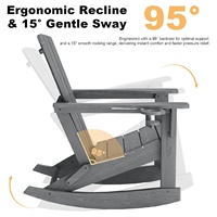 Chaise à bascule de piscine grise en HDPE, résistante aux intempéries, ergonomique et incurvée, pour patio, terrasse, jardin, confortable