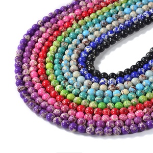 Cliobeads cuentas sueltas de piedras preciosas naturales de 6mm 8mm, perlas redondas de jaspe de impresión de sedimentos marinos multicolor mezclados para la fabricación de collares - Product Image 2