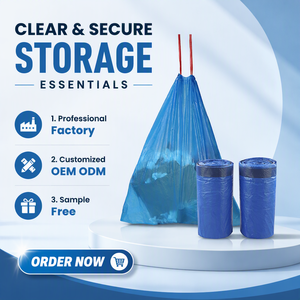 Bolsa De Basura De cuerda De alta resistencia al por mayor, <span class=keywords><strong>bolsas</strong></span> De basura con cordón de PE biodegradable de plástico reciclado negro de 120 litros - Product Image 2