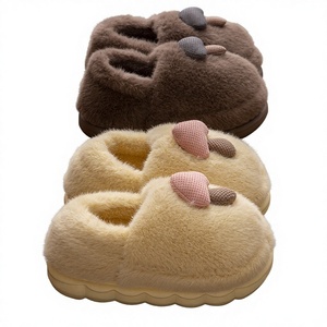 Chaussons d'hiver 2025 doublés en peluche, décorés de champignons, semelle extérieure en PVC, antidérapants, en fourrure, motif dessin animé, pour couple, pour la maison et l'extérieur, pour hommes - Product Image 1