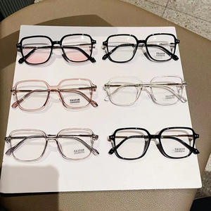 Monture de lunettes Qianai Square TR90 anti-lumière bleue, protection UV, verres PC à monture complète, style coréen, rivets à points, sans correction - Product Image 5