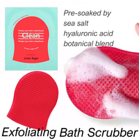 Gants exfoliants pré-imprégnés au sel de la Mer Morte, éponges de bain, gel douche botanique, gant de gommage, gel douche à l'acide hyaluronique, gant de bain