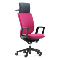 Chaise de bureau ergonomique contemporaine rose en tissu, pivotante, avec appui-tête réglable, confortable pour le personnel