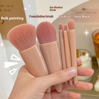 Set kuas rias wajah Mini, kuas rias wajah Label pribadi dengan Set kuas rias 5 buah