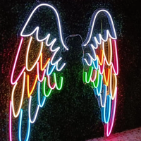 Ailes d'ange personnalisées enseigne lumineuse LED Tube néon conception personnalisée télécommande décoration de bâtiment événement boutique publicité disponible