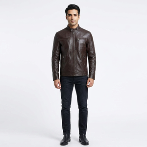 Factory Custom <b>Men's</b> Slim Motorcycle Genuine <b>Leather</b> <b>Jacket</b> Breathable Autumn Vintage Style - Product Image 1