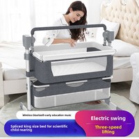 Lit de bébé multifonctionnel électrique pliable en métal, transfrontalier, berceau à bascule, chaise à bascule, lit intelligent pour nouveau-né, motif uni