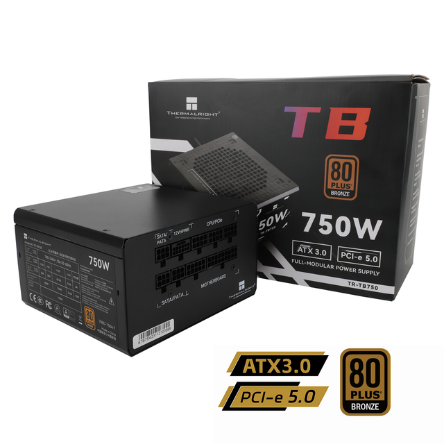 Thermalright TR-TB750 750W PSU PC Power Supply 80 PLUS Efficiency ATX Power Supply Silent Fan for Gaming Desktop PC Setup