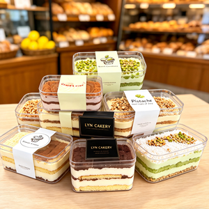 En stock, boîte à dessert en plastique transparent pour tiramisu avec <span class=keywords><strong>couvercle</strong></span>, matériau PS alimentaire, conteneur - Product Image 4