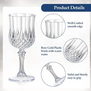 Copas de vino de plástico Copas de plástico Estilo vintage Copas de beber cordiales para recepción de bodas Gran evento Suministros para fiestas - Product Image 3