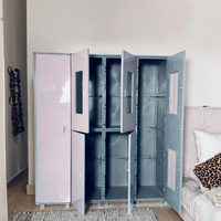 Casier de garde-robe moderne de luxe en plastique ABS à six portes avec fenêtre transparente pour salle de sport à domicile pour le rangement des vêtements dans la chambre à coucher