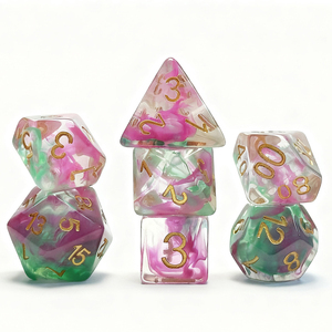 Dés DND personnalisés D4 D6 D8 D10 D12 D20 en résine, dés polyédriques transparents à fleurs de cerisier pour jeux de rôle - Product Image 2