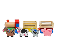 Train en bois avec des animaux de la ferme, cochon, vache, cheval, chèvre, jouet pour le premier anniversaire des enfants, cadeau de Noël