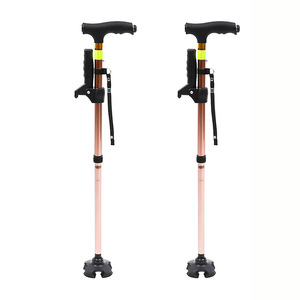 Telescopic Aluminum Alloy Walking Stick With Led <b>Light</b> Outdoor Hiking <b>Pole</b> Lightweight Four Legged Armrest Non Slip - Product Image 3