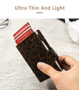 Leopard Print RFID Blocking <b>Card</b> <b>Holder</b> <b>Wallet</b> Slim Automatic <b>Card</b> Release Button Closure Credit <b>Card</b> Case - Product Image 4