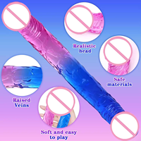 Dildo Realista de Silicona de Doble Extremo, Dildos Flexibles, Dong Largo para Juego Anal de Doble Cara, Estimulador de Punto G, Juguetes Sexuales para Mujeres