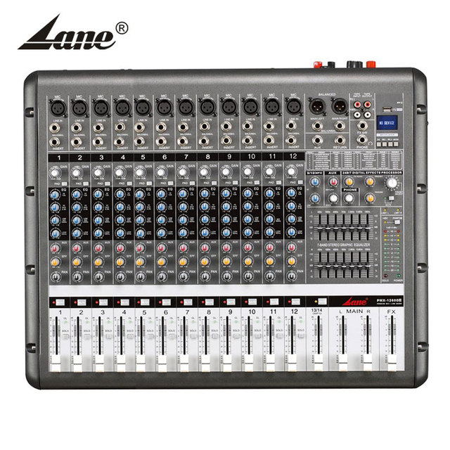 Amplifiers and Speakers Power Mixer Professional Mixing Console with Amplifier Audio Mixer 12 Channel Digital