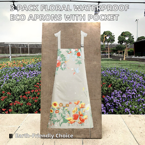 Touchhealthy Lot de 3 tabliers classiques à motif floral avec poche, pour femmes, en toile de polyester écologique, imperméables et ajustables - Product Image 2