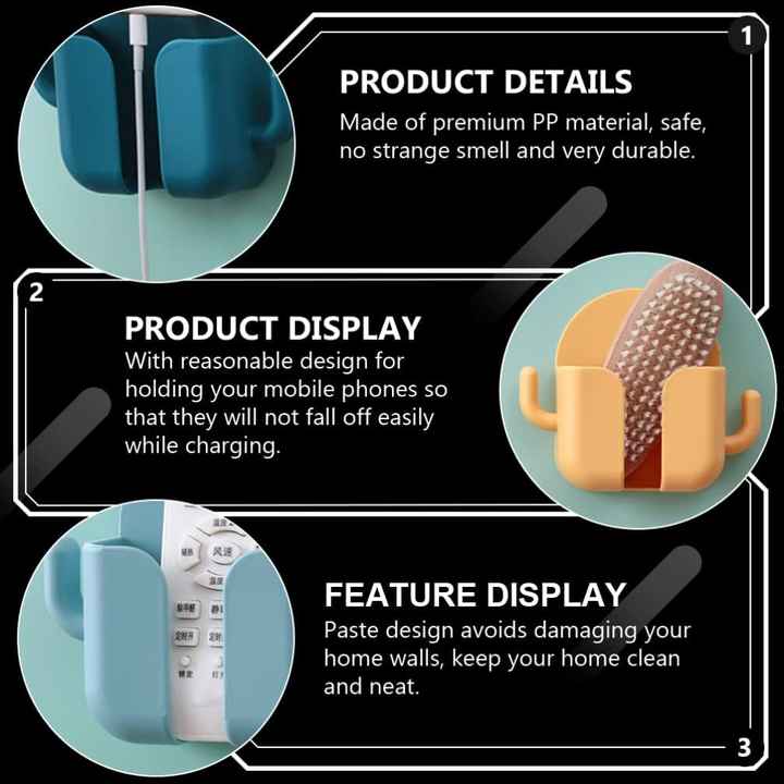 Wall Mounted Mobile Phone Storage Box Multi-Functional Perforation-Free Tv Air Conditioning Viscose Charging Stand Storage Rack