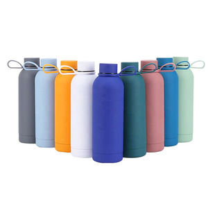 Botellas de Agua Aisladas de Acero Inoxidable 304 con Recubrimiento de Goma de Color Personalizado para Deportes y Viajes, Termos con Correa para el Dedo - Product Image 2