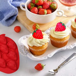 Custom Logo 10 Cavity 3D Food Grade <b>Silicone</b> Mold in Strawberry Shape for Reusable Ice Cream Popsicle Making Baking <b>Tools</b> - Product Image 4