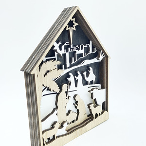 Nuovi ornamenti artigianali di natale in legno creativi Baby gesus <span class=keywords><strong>nascita</strong></span> casa decorazione da tavola in legno statuette religiose - Product Image 4