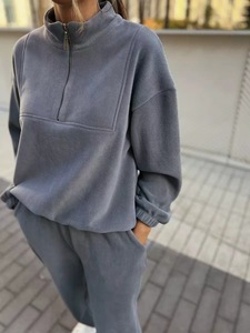Private Label <b>Women</b> Sweatshirt Pants Set <b>Zip</b> <b>Up</b> Casual Streetwear Outfit Screen Printing Logo - Product Image 1