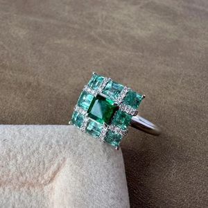 Anillo de Diamantes y Esmeralda de Zambia Colombia Verde Oscuro Claro de 1.62CT, Joyería de Oro Puro de 18k Xinfly - Product Image 5