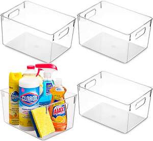Organizador de <span class=keywords><strong>despensa</strong></span> transparente, cesta de almacenamiento de alimentos, organizador de cocina, contenedor de nevera, 4 Uds. - Product Image 1