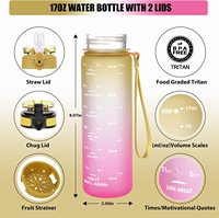 Bouteille d'eau personnalisée pour enfants, pour l'école avec couvercle en paille, incassable, étanche, sans BPA, bouteilles d'eau de motivation