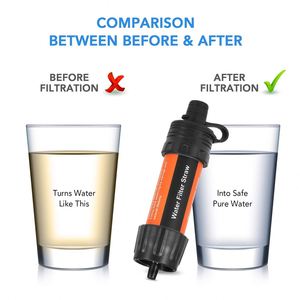 Outdoor Water Filter Straw Water Filtration System Water Purifier for Emergency Preparedness Camping Traveling <b>Backpacking</b> - Product Image 2