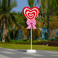 Günstige Fabrikpreise Moderne Künstlerische Handbemalte Große Harz-Süßigkeiten-Statue Anpassbare Größe Party-Event Lollipop-Skulptur
