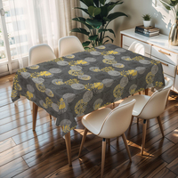 Nappe carrée en PVC noir jacquard RNPT, anti-rayures, nappe imprimée pour pique-nique, camping, fête